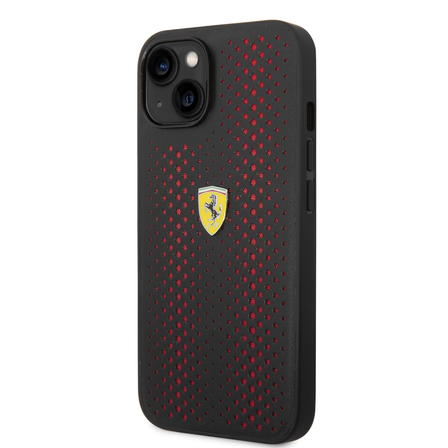 Ferrari PU Leather Perforated Zadní Kryt pro iPhone 14 Plus Red Nové