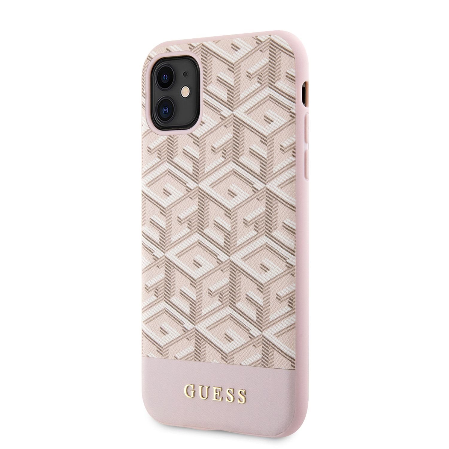 Guess PU G Cube MagSafe Kompatibilní Zadní Kryt pro iPhone 11 růžový Nové
