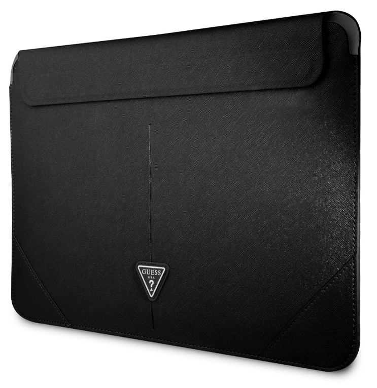 Guess Saffiano Triangle Metal Logo Computer Sleeve 16" Black Nové
