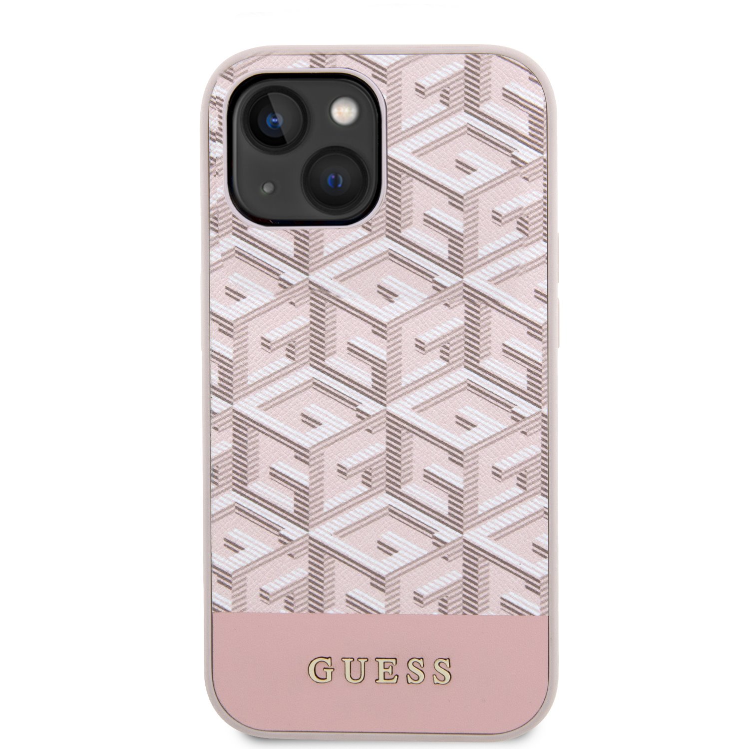 Guess PU G Cube MagSafe Kompatibilní Zadní Kryt pro iPhone 14 růžový Nové