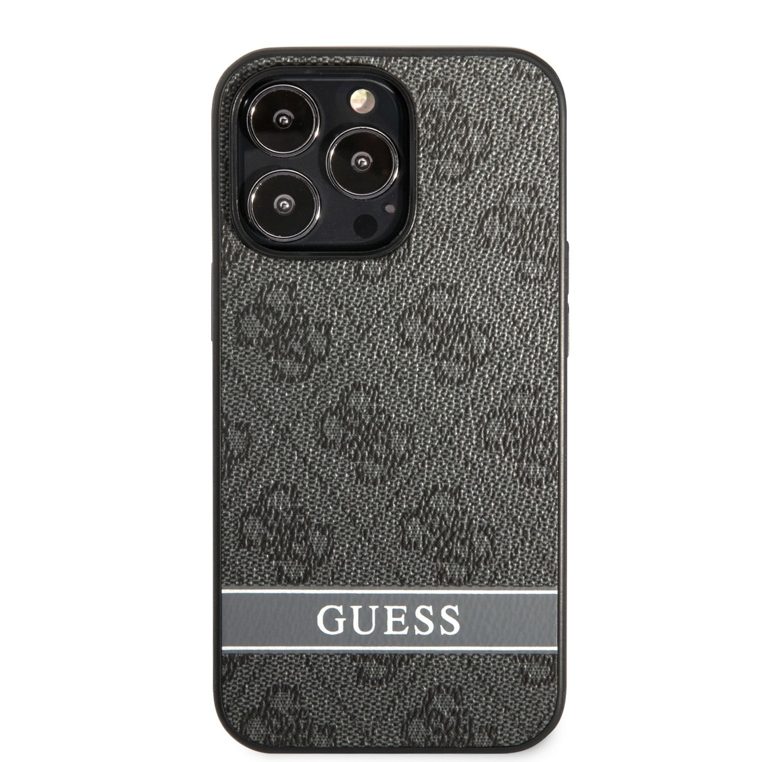 Guess PU 4G Stripe Zadní Kryt pro iPhone 13 Pro Grey Nové