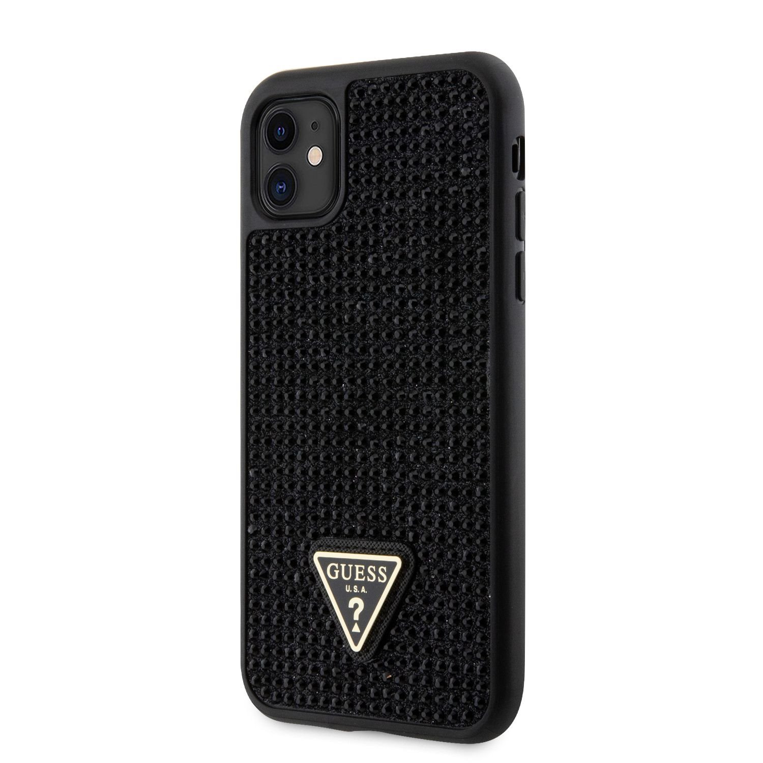 Guess Rhinestones Triangle Metal Logo Kryt pro iPhone 11 černý Nové