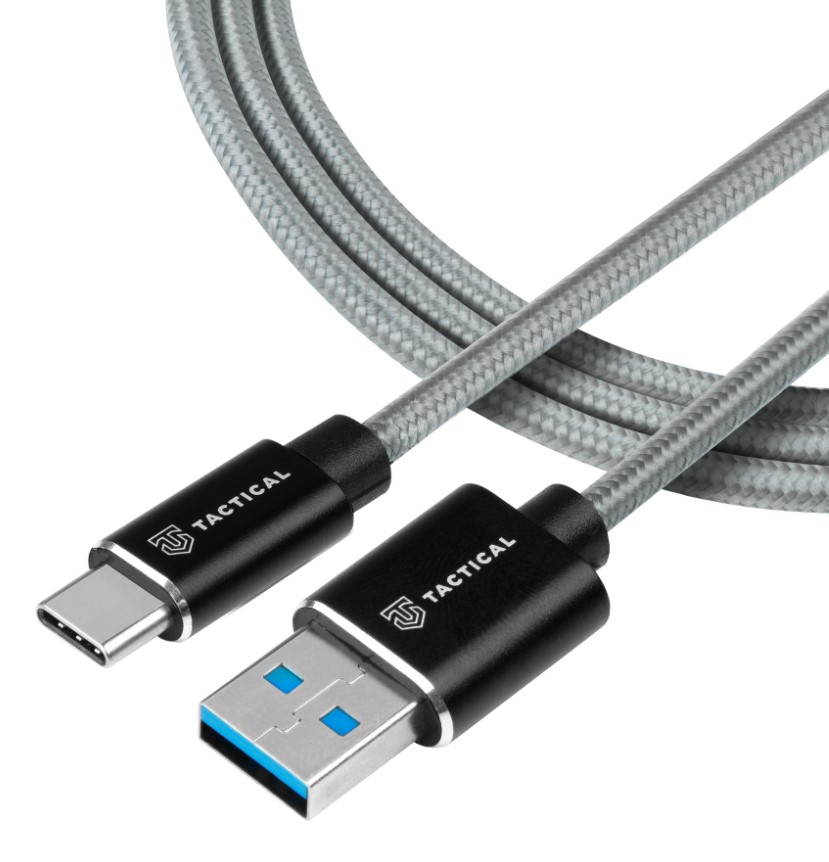 Tactical Fast Rope Aramid Cable USB-A/USB-C 1m Grey Nové