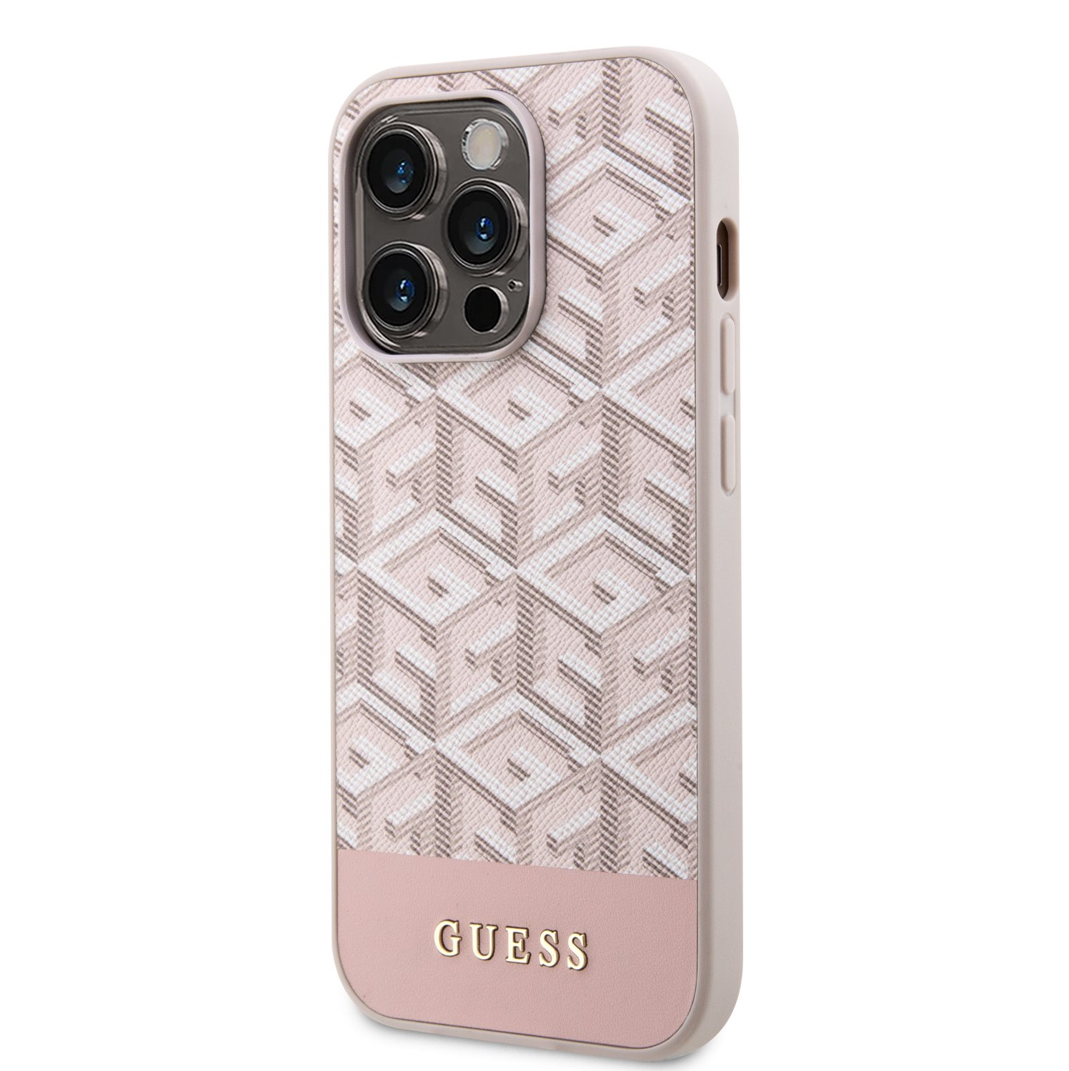 Guess PU G Cube MagSafe Kompatibilní Zadní Kryt pro iPhone 13 Pro růžový Nové