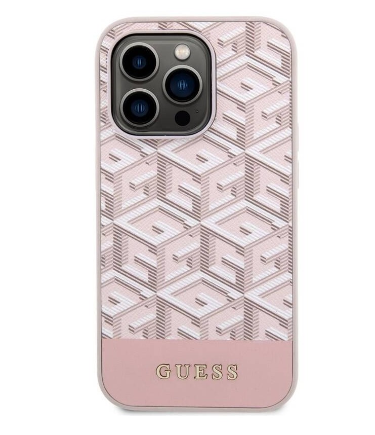 Guess PU G Cube MagSafe Zadní Kryt pro iPhone 14 Pro Pink Nové