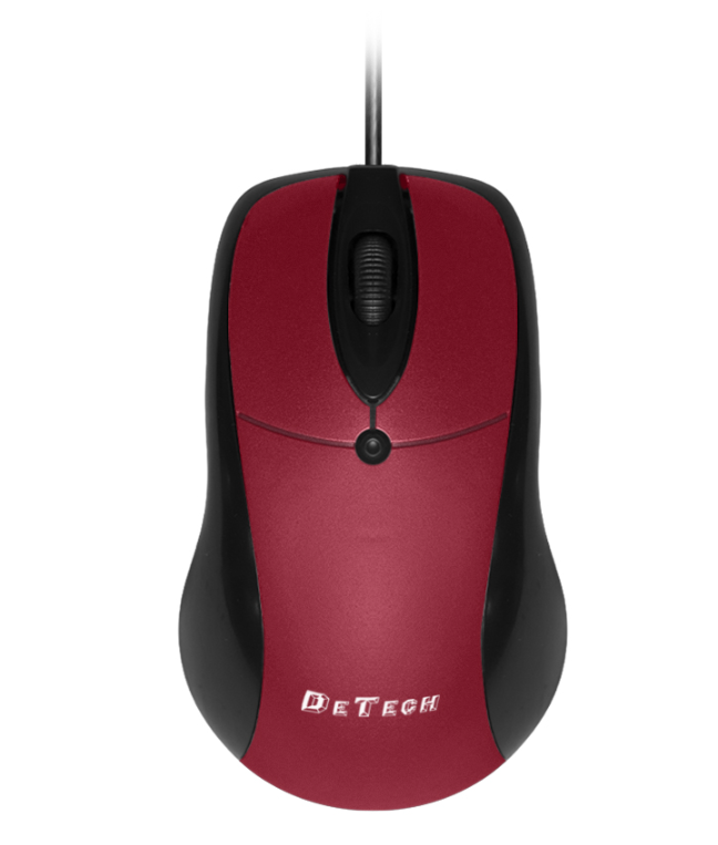 DeTech Optická drátová myš - červená Nové