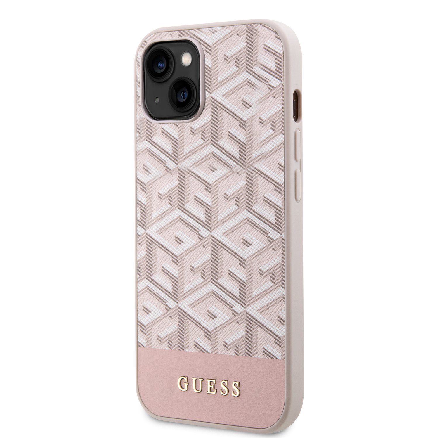 Guess PU G Cube MagSafe Kompatibilní Zadní Kryt pro iPhone 13 růžový Nové