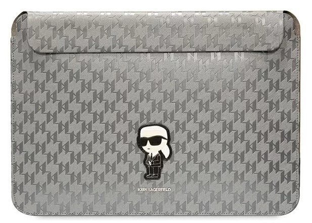 Karl Lagerfeld Saffiano Monogram Ikonik Computer Sleeve 14" Silver Nové