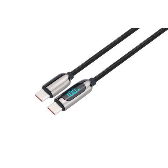 Solight USB-C kabel s displejem, USB-C konektor - USB-C konektor, 100W, 1m - SSC1801