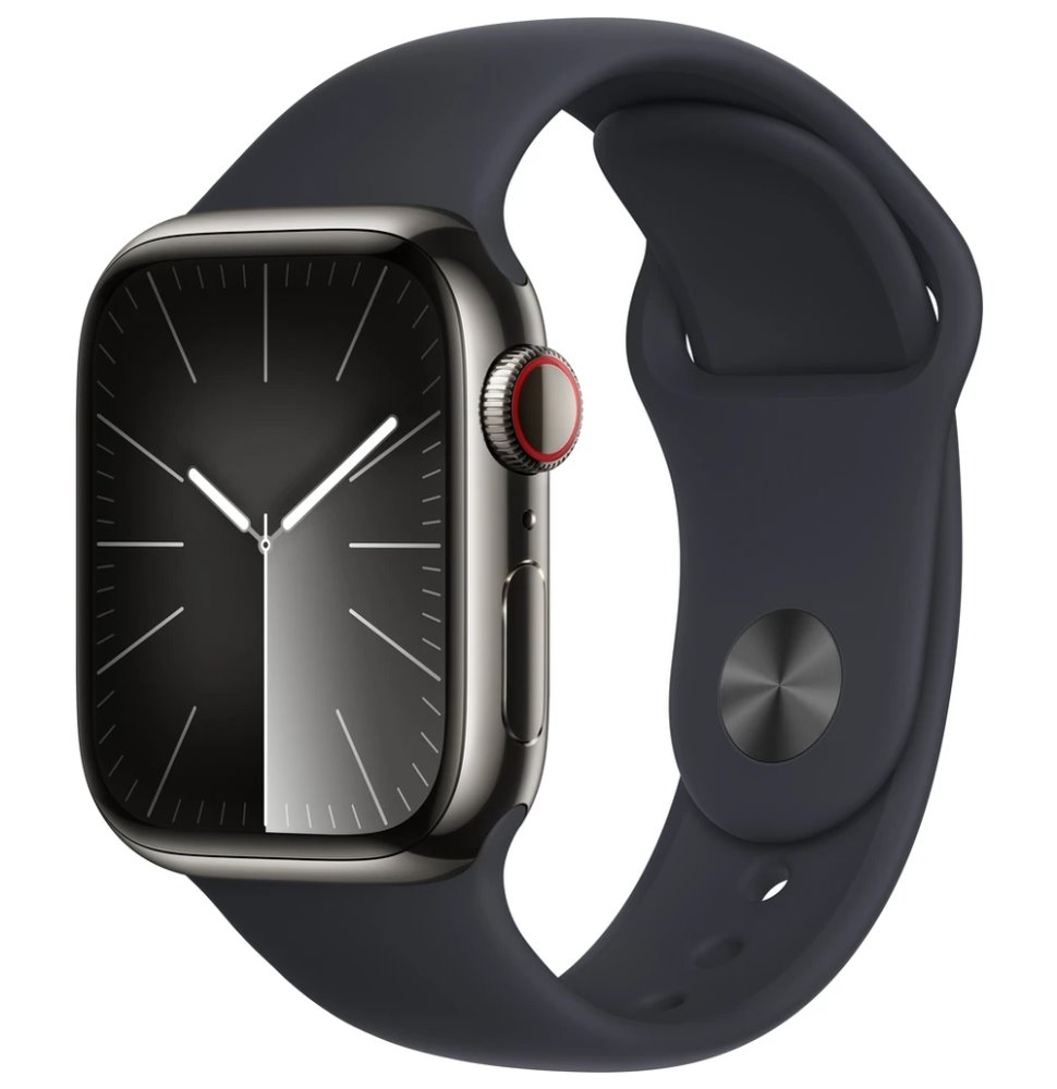 Apple Watch S9 Cell/41mm/Graphite/Sport Band/Midnight/-M/L