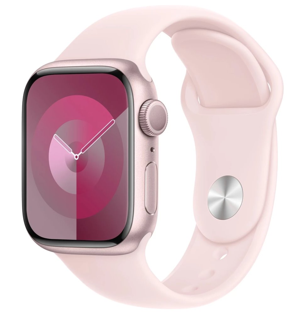 APPLE Watch Series 9 GPS 41mm Pink Aluminium Case with Light Pink Sport Band - S/M