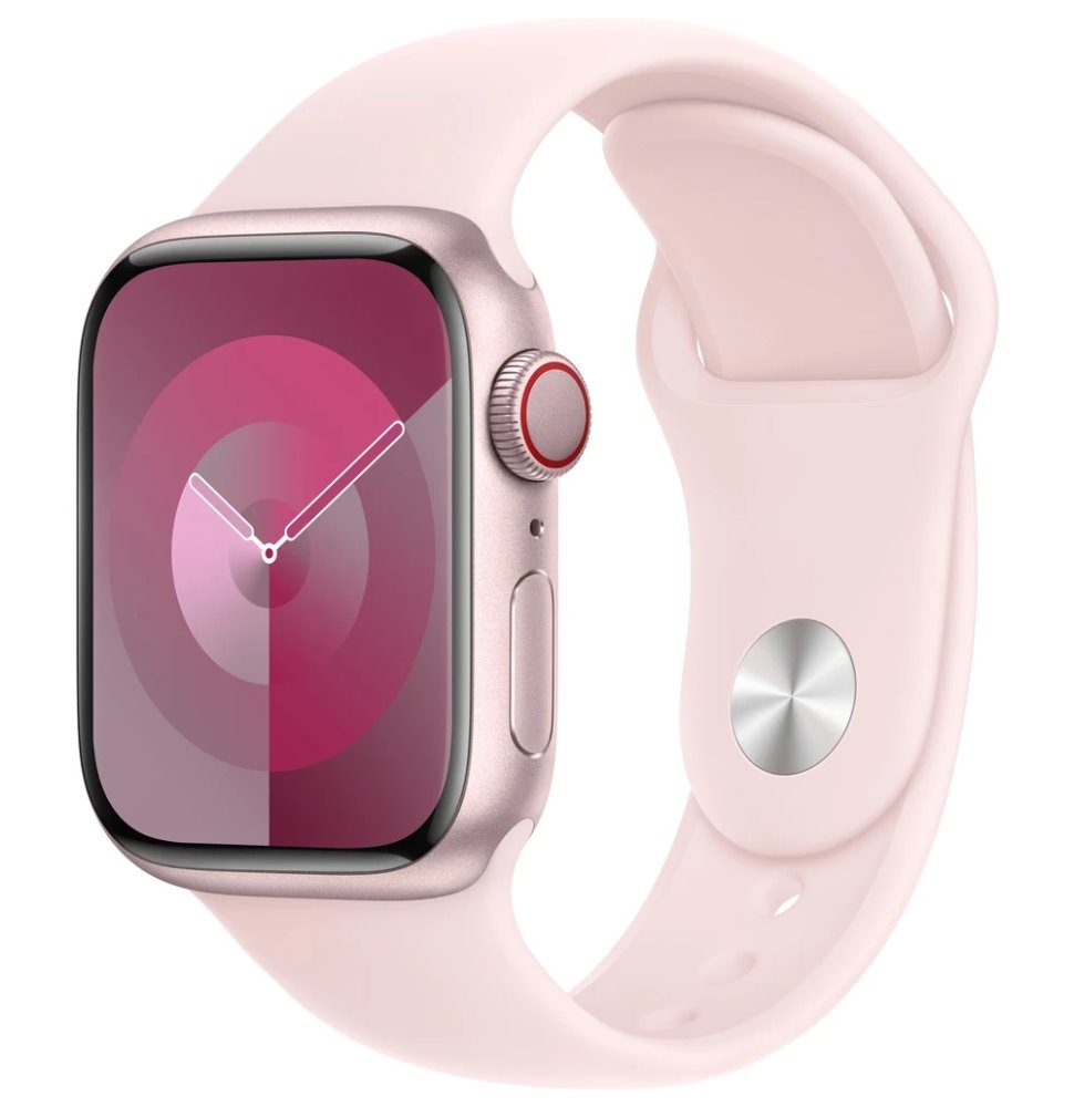 APPLE Watch Series 9 GPS + Cellular 41mm Pink Aluminium Case with Light Pink Sport Band - M/L