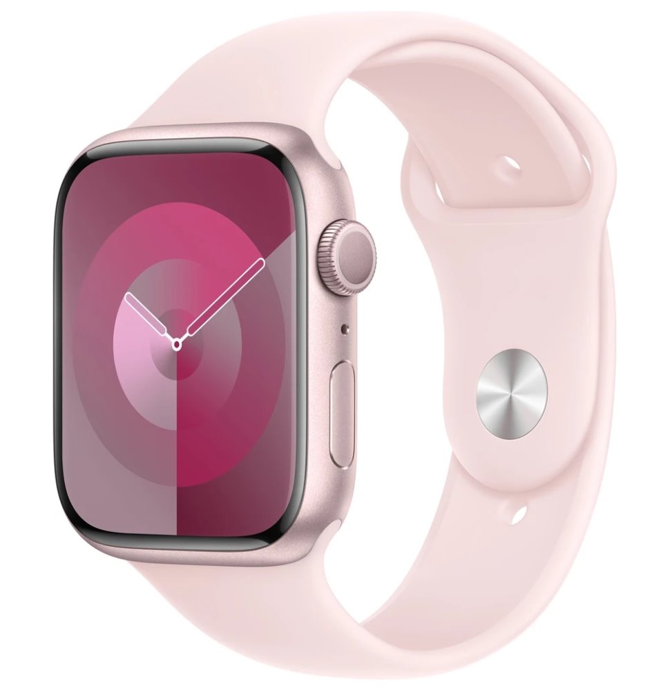 APPLE Watch Series 9 GPS 45mm Pink Aluminium Case with Light Pink Sport Band - S/M