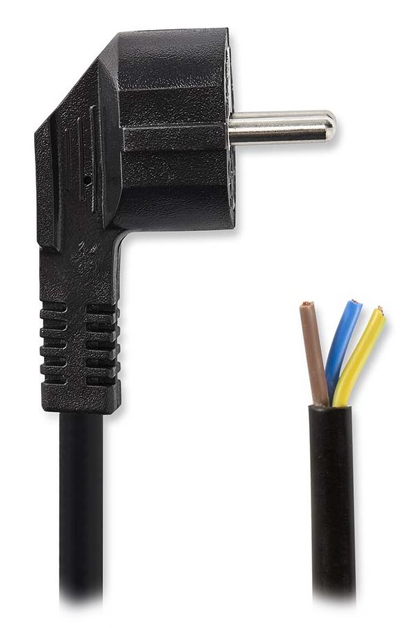 Nedis CEGL11918BK NEDIS napájecí kabel/ zástrčka Typ F/ úhlový - přímý/ poniklovaný/ černý/ bulk/ 1,8m