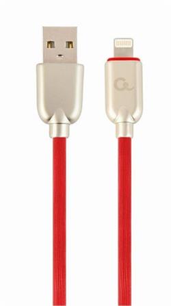 Gembird kábel nabíjací Lightning 8-pin (M) na USB 2.0 (M), prémiový, gumovo - opletený, 2 m, červený