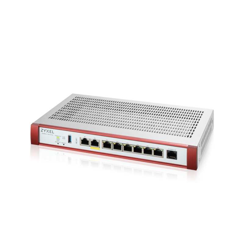 Zyxel USG FLEX200 HP Series, User-definable ports with 1*2.5G, 1*2.5G( PoE+) & 6*1G, 1*USB (device only)