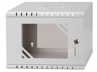 LEXI-Net 10" nástěnný rozvaděč Basic 4U, šířka 320mm, hloubka 300mm, skleněné dveře, bez zad, svařovaný, šedý