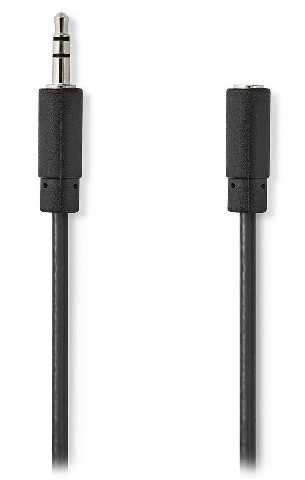 NEDIS prodlužovací stereo audio kabel s jackem/ zástrčka 3,5 mm - zásuvka 3,5 mm/ černý/ bulk/ 1m