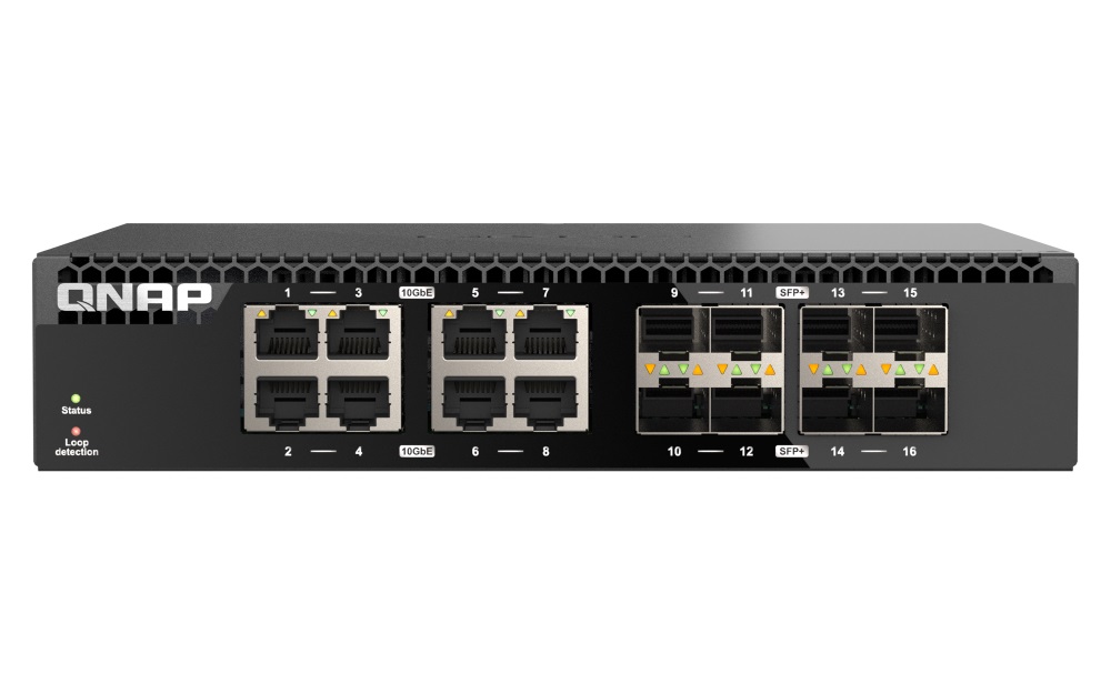 QNAP switch QSW-3216R-8S8T (8x 10G GbE porty + 8x 10G SFP+ porty, poloviční šířka)