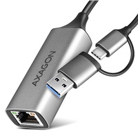 AXAGON adaptér USB-A + USB-C na GLAN(RJ-45) / ADE-TXCA / USB 3.2 Gen1 / 15cm / kovové tělo