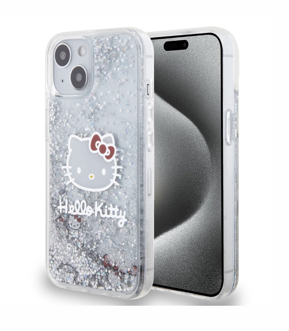 Hello Kitty Liquid Glitter Electroplating Head Logo Zadní Kryt pro iPhone 12/12 Pro, průhledná Nové