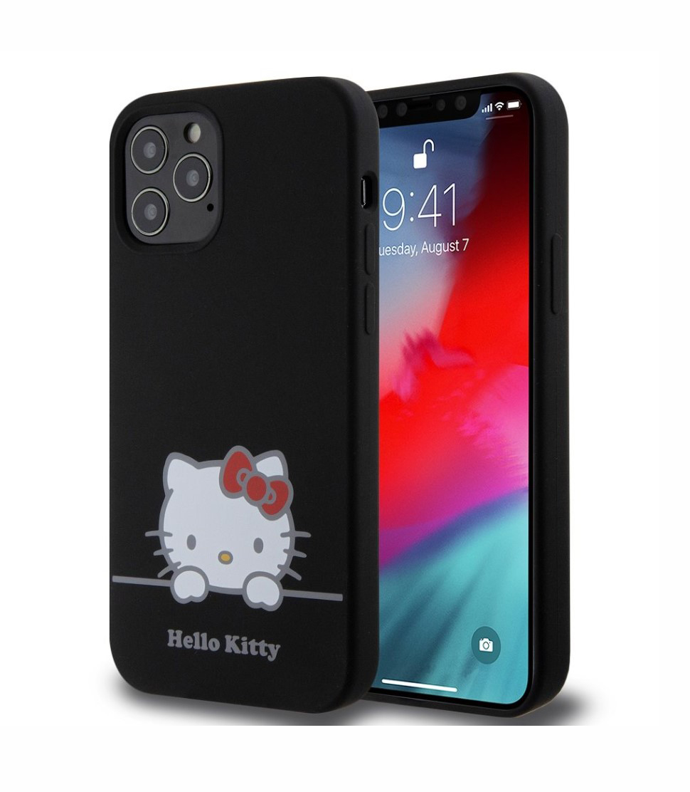 Hello Kitty Liquid Silicone Daydreaming Logo Zadní Kryt pro iPhone 12/12 pro, černá Nové