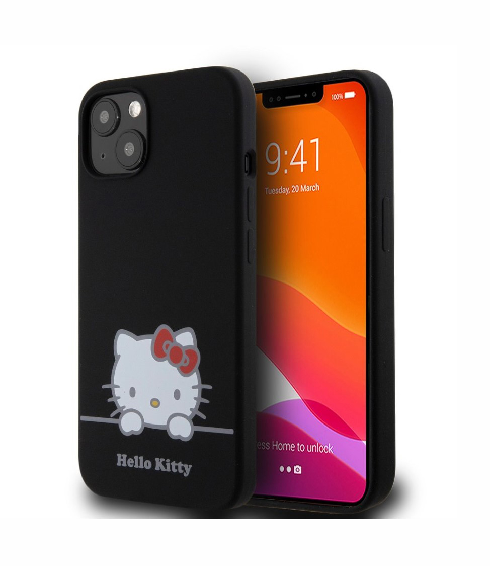 Hello Kitty Liquid Silicone Daydreaming Logo Zadní Kryt pro iPhone 13, černá Nové