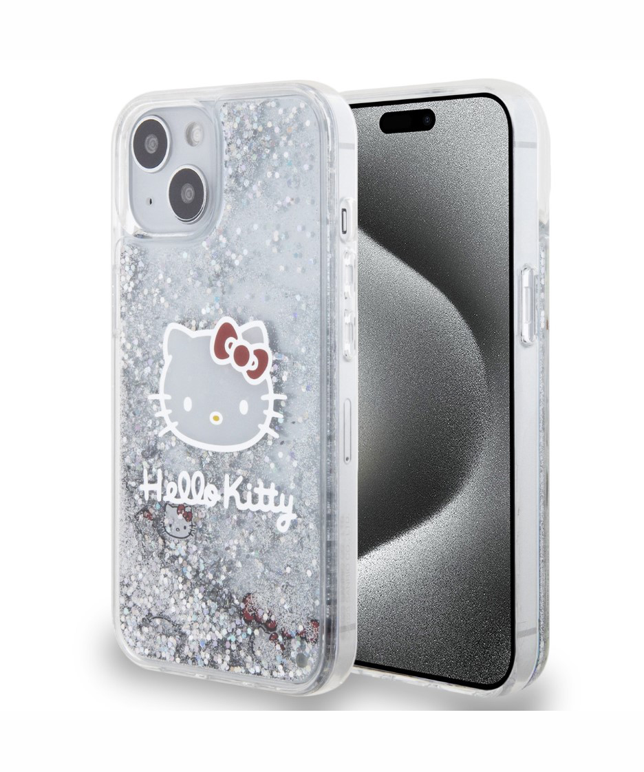 Hello Kitty Liquid Glitter Electroplating Head Logo Zadní Kryt pro iPhone 13, průhledná Nové