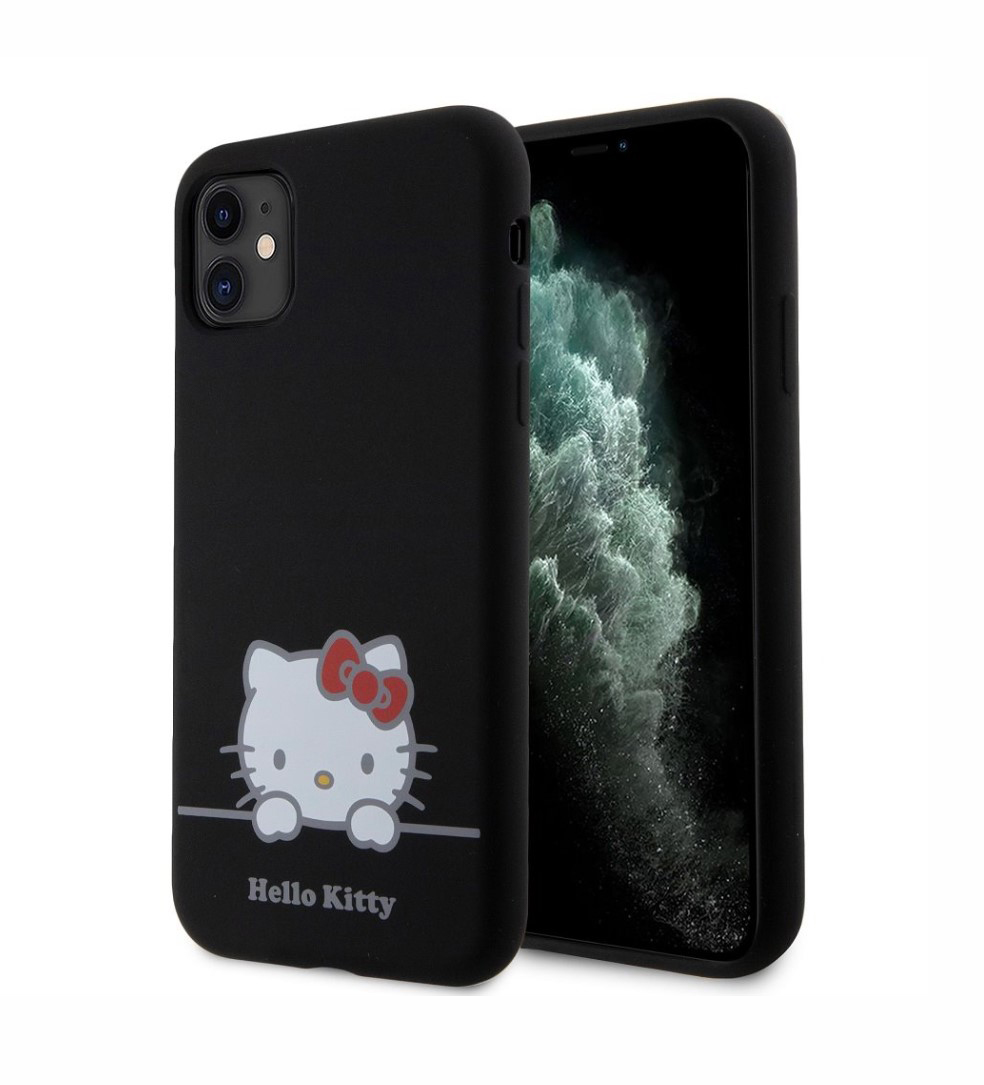 Hello Kitty Liquid Silicone Daydreaming Logo Zadní Kryt pro iPhone 11, černá Nové