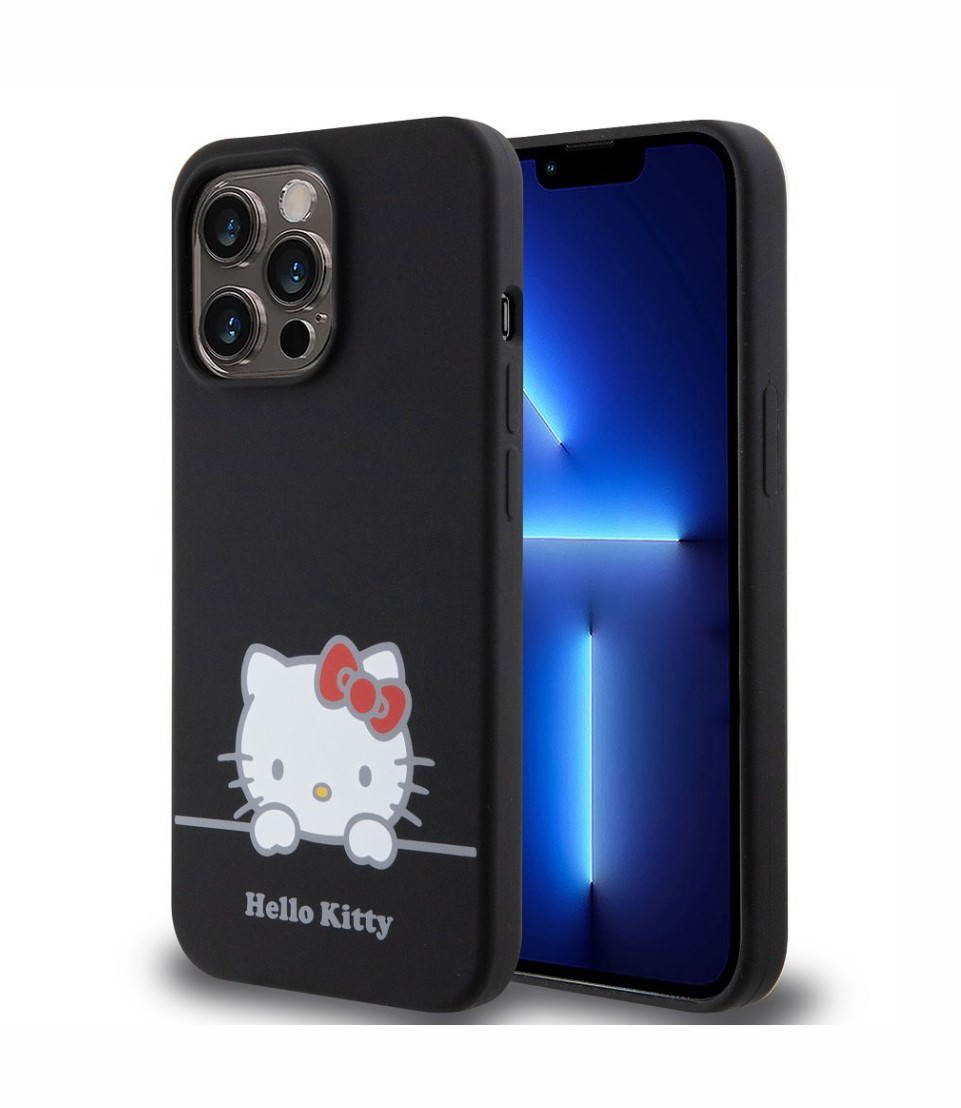 Hello Kitty Liquid Silicone Daydreaming Logo Zadní Kryt pro iPhone 13 Pro, černá Nové