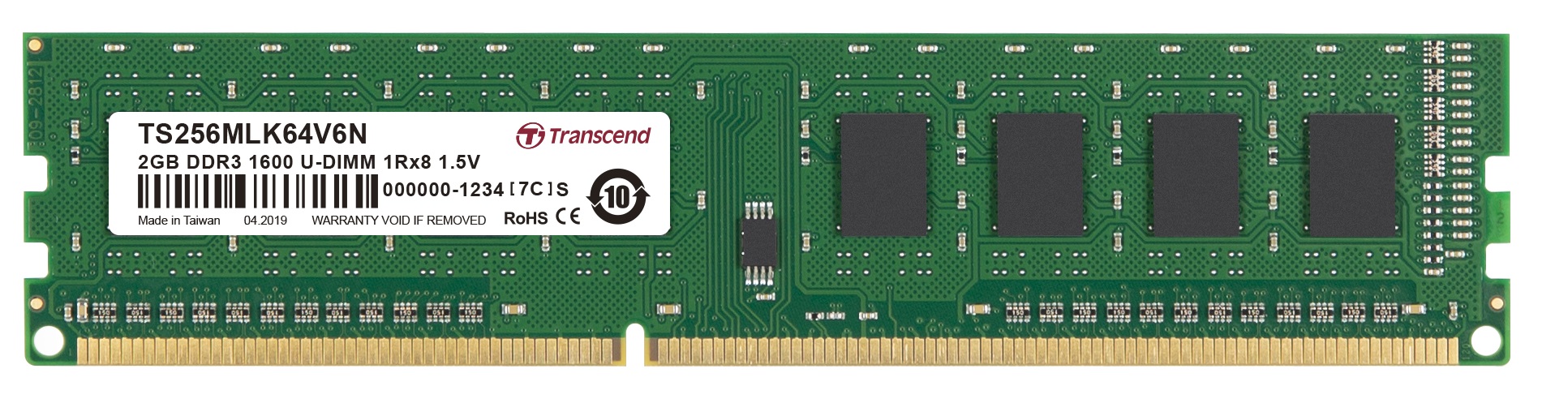 Transcend 2GB DDR3 1600 U-DIMM 1Rx8 256Mx8 CL11 1.5V