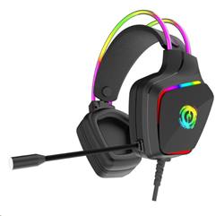 CANYON Herní headset Darkless GH-9A, LED, PC/PS4/Xbox, Deep bass, kabel 2m, USB+2x3,5F TRS jack + rozbočovač