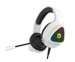 CANYON Herní headset Shadder GH-6, LED, PC/PS4/Xbox, Deep bass, kabel 2m, USB+2x3,5F TRS jack + rozbočovač,bílá
