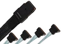 SAS 520 0,5m Mini SAS Plug with clamp (SFF 8087) 36p <> 4 x SATA Plug 7p 90° with Side Band