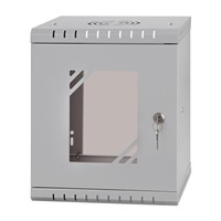 LEXI-Net 10" nástěnný rozvaděč Basic 6U, šířka 292mm, hloubka 300mm, skleněné dveře, bez zad, svařovaný, šedý