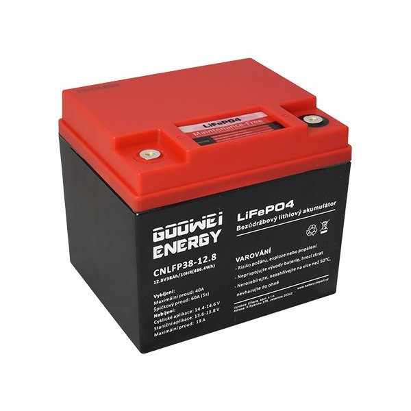 GOOWEI ENERGY trakční baterie (LiFePO4) CNLFP38-12.8, 38Ah, 12.8V