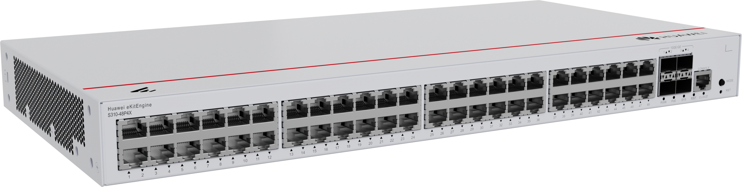 Huawei S310-48P4X Switch (48*10/100/1000BASE-T ports(380W PoE+), 4*10GE SFP+ ports, built-in AC power)