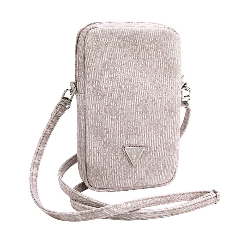 Guess PU 4G Triangle Logo Wallet Phone Bag Zipper, růžová Nové