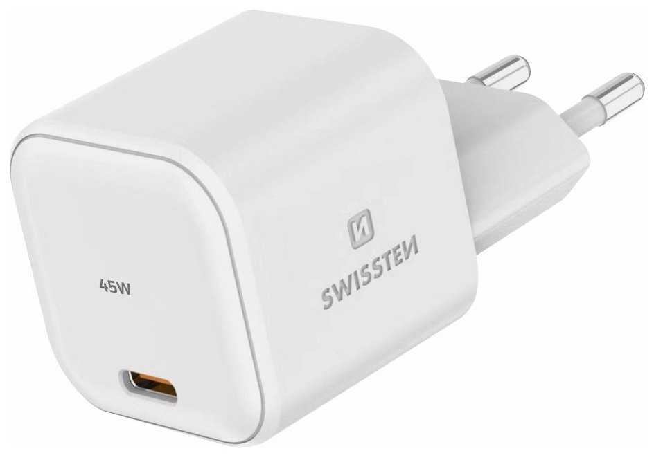 Swissten Síťový Adaptér GaN 1x USB-C 45W PD Bilý