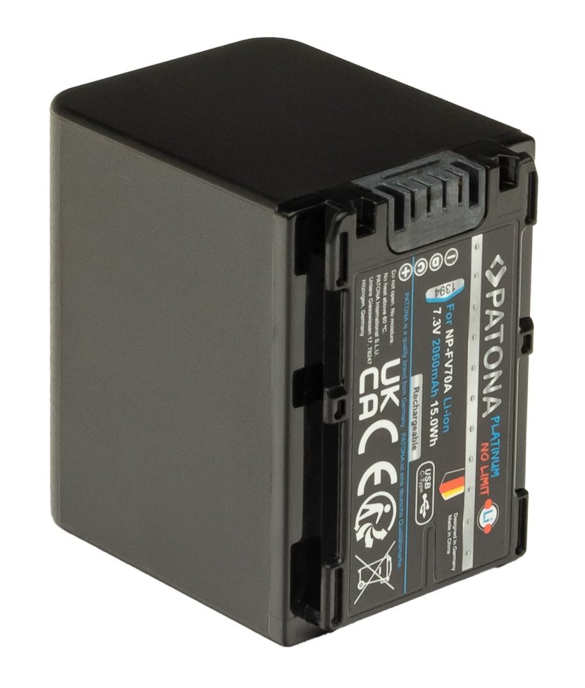 PATONA baterie pro foto Sony NP-FV70A 2060mAh Li-Ion Platinum USB-C nabíjení