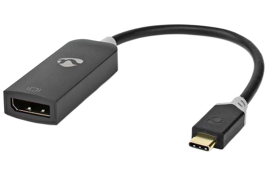 NEDIS kabelový adaptér USB 3.2 Gen 1/ USB-C zástrčka - DisplayPort zásuvka/ kulatý/ černý/ BOX/ 20cm